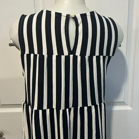 J.Crew navy white stripe tiered cotton midi dress size medium - Picture 5 of 7
